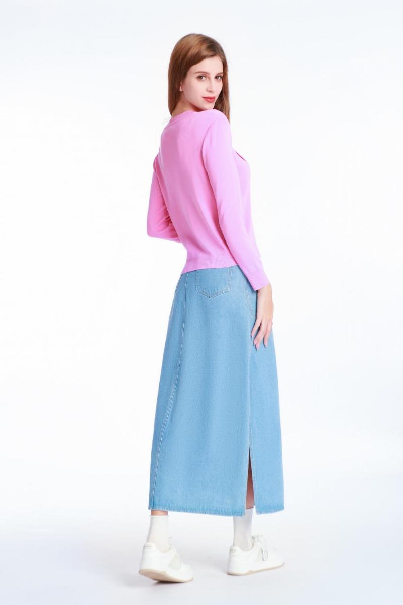 A-line Mid-length Denim Skirt