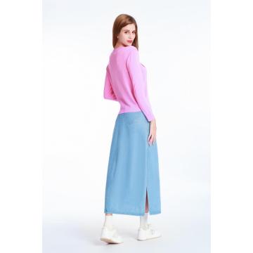 A-line Mid-length Denim Skirt