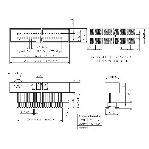 1.27x2.54mm Box Header SMT H=5.9 Add Housing