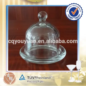 Wholesale pretty small clear glass cake stand with dome