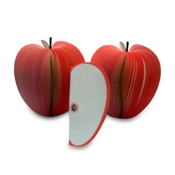 Fruit-shaped memo pad for students and office, available in apple, pear and ananas shapes