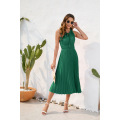 Custom Casual Midi Dress Sleeveless Pleated