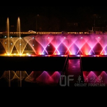 Fan shape fountain with RGB lights