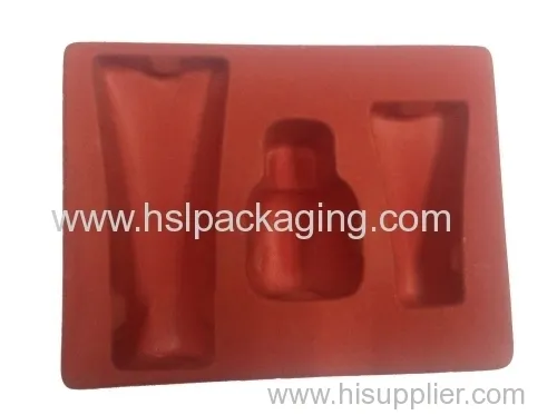 Beautiful Red Color Ps Flocking Tray For Cosmetic 
