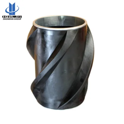 Spiral fins solid body casing centralizers