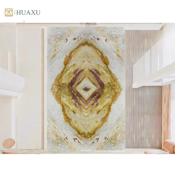 Huaxu Natural Golden Stone Quartzite Slab Bookmatch for Background