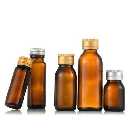 20ml to 500ml Amber Round Cough Syrup Bottles with Plastic Aluminum Caps - Medicine Bottle