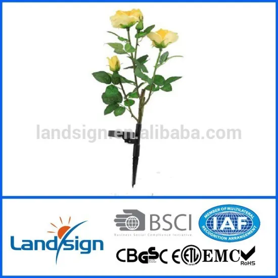 Hot sale 3branches rose solar flower stick light in solar garden lights