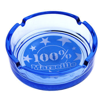 Round Blue Colored Glass Ashtrays