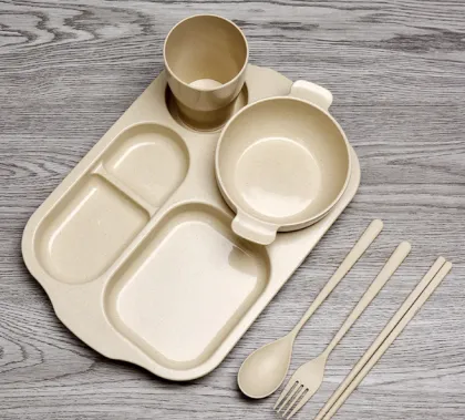 6-Pieces PP Wheat Straw Children Tableware Set