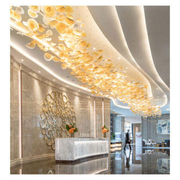 Modern Luxury Hotel Lobby Restaurant LED Glass Chandelier