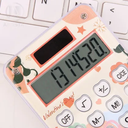 M&G Mini Cartoon Pocket Calculator Cute Handheld Calculators Small Pink Solar Electronic Calculator Office Coin Batteries