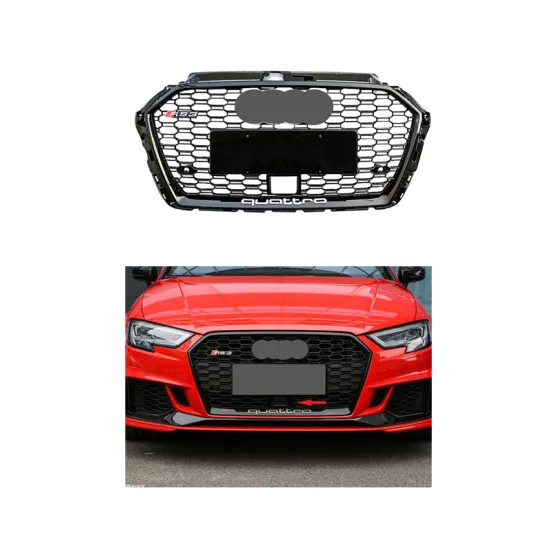 Gloss Black Front Grille With ACC for Audi A3 8V Facelift Honeycomb RS3 2017-2019