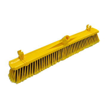 Yellow Heavy Duty Large Push Broom with Stiff Bristles for Warehouse and Garage Cleaning (18-24 Inches)