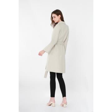 Three-quarter sleeves suit-stlye collar long woolen coat