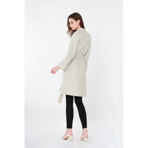 Three-quarter sleeves suit-stlye collar long woolen coat