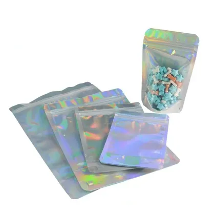 Zipper Laser Holographic Mylar Bags Holographic Pouches