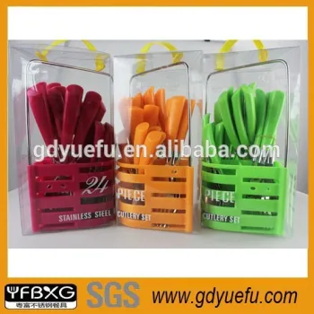 wholesale 16pcs plastic basket cutlery set