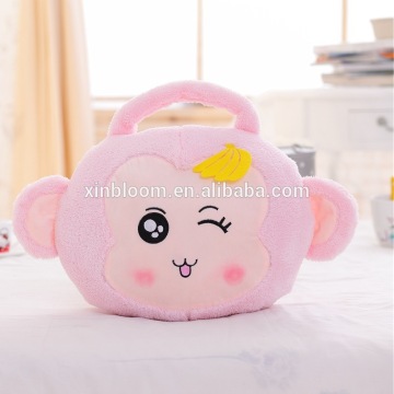 hot-selling new lovely smile monkey style office car children's usb driving warm baby cushion blanket 3 in 1 set plush quilt