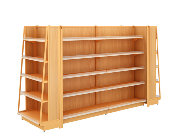 Metal Wooden Supermarket Display Shelf