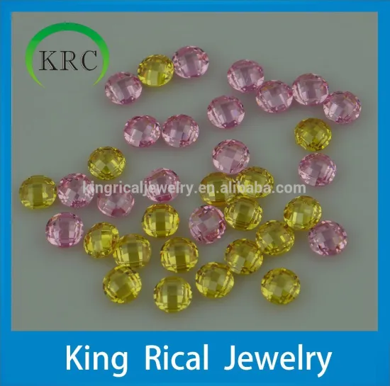 Round checker boad cut cz pink cubic zirconia stone