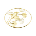 Golden Round Frame Leaf Metal Art Wall Trang trí