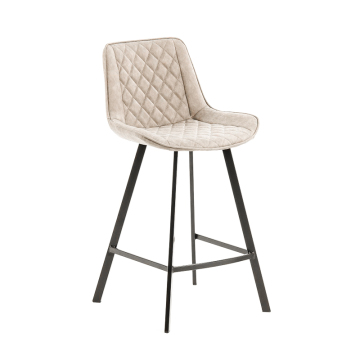 Velvet Upholstered Bar Stool with Metal Legs