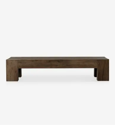American Vintage Rustic Rectangle Solid Oak Wood Bevan Coffee Table