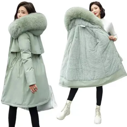 Luxury Fur Hood Women's Winter Jacket with Natural Goose Down