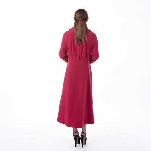 Fashion long red cashmere overcoat with collar