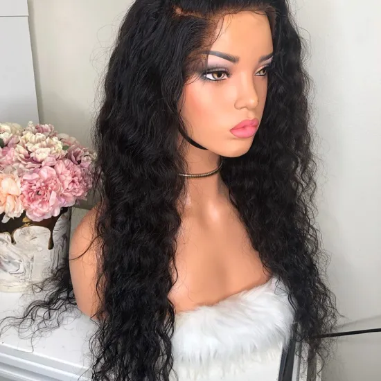 Wholesale Raw Brazilian Virgin Water Wave Human Hair Hd Lace Front Wig Cheap Full Transparent Lace Frontal Wig For Black Women