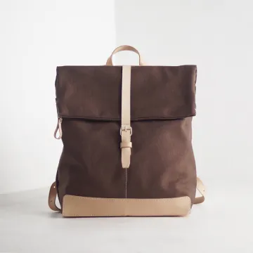 custom high quality canvas leather backpack for travelling