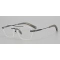 Titanium Rimless Designer Black Aviator Glasses