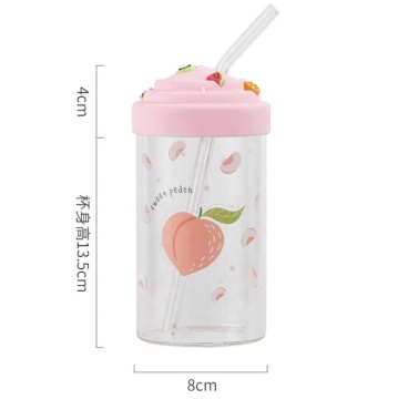 490 ml Trinkglasbecher mit Glasstroh