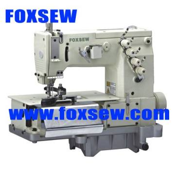 Double needle flat-bed making belt loop with front cutter