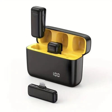 Portable Rechargeable Wireless Lavalier Microphone with Charging Case for Phone and PC