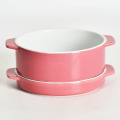 Kitchen round ceramic baking dish with lid