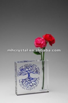 Full Color Engraved Crystal Block Bud Vase MH-V040