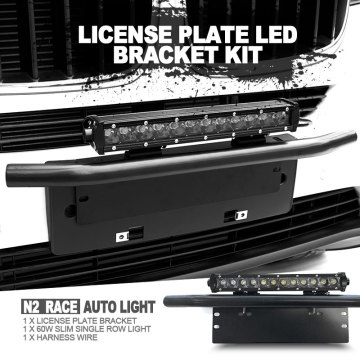 Australian and European vehicles front bumper license plate mount bracket holder with slim single row led light bar