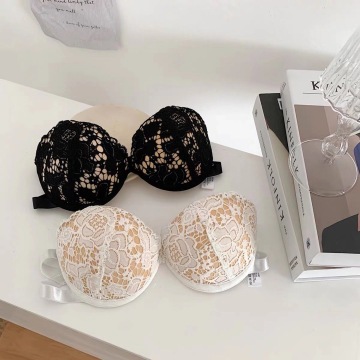 Silicone Patterned Push-Up Bra for Small Breasts: Non-Slip, Strapless Design for Lingerie Enthusiasts