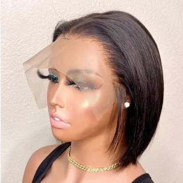 Straight Bob Wig Cheap Raw Brazilian Virgin Human Hair Lace Front Wig Wholesale Transparent Glueless Lace Frontal Wig For Women