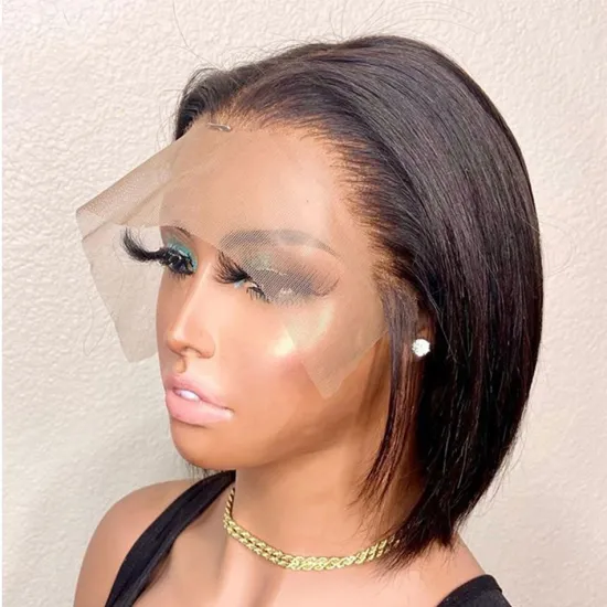 Straight Bob Wig Cheap Raw Brazilian Virgin Human Hair Lace Front Wig Wholesale Transparent Glueless Lace Frontal Wig For Women