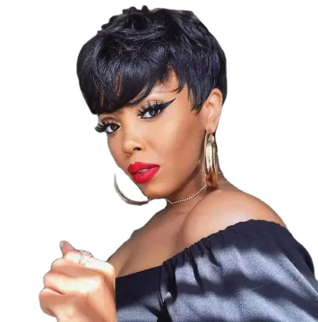 Natural Cheap hair wig Short Pixie Cut Layered Wavy Synthetic Wig Wholesale Heat Resistant Synthetic Hair Wig For Black Women