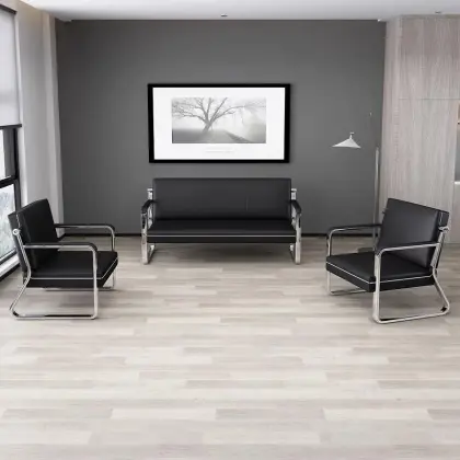 Gold Wood Frame Leather Double Seats for Public Hospitals and Airports