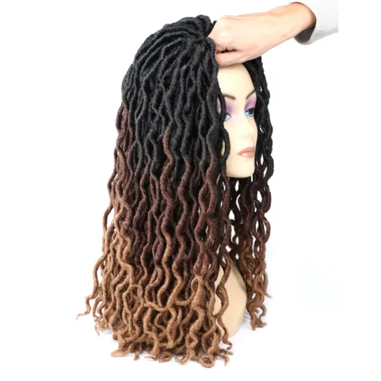 Goddess Locs Crochet Hair Wavy Faux Locs with Curly Ends Synthetic Braiding Hair Extension Dreadlocks Soku Ombre Twist Hair