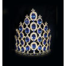 2018 Dark Blue Rhinestone Stone Tall Crown