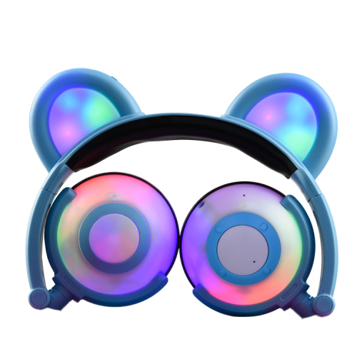 Headset anak nirkabel untuk anak perempuan dengan lampu led