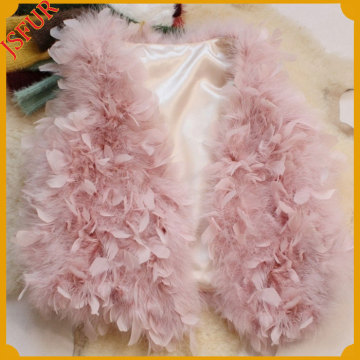 Women Genuine Turkey Feather Fall Lady Waistcoat