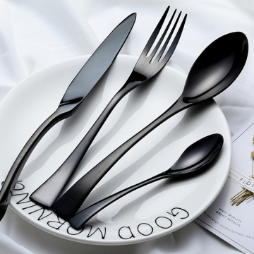 black Metal Material Cutlery stainless steel spoon knife and fork sets  Cutlery set