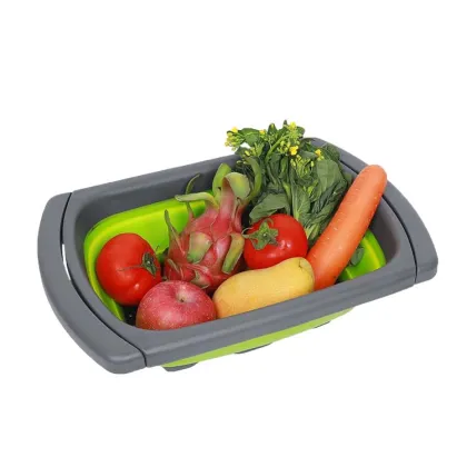 Collapsible Silicone Colander Fruit Vegetable Washing Basket